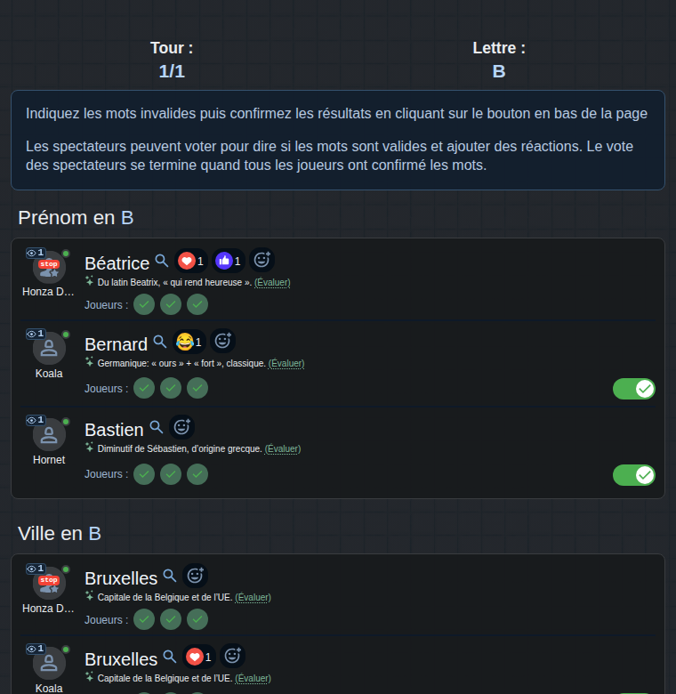 Évaluation des mots