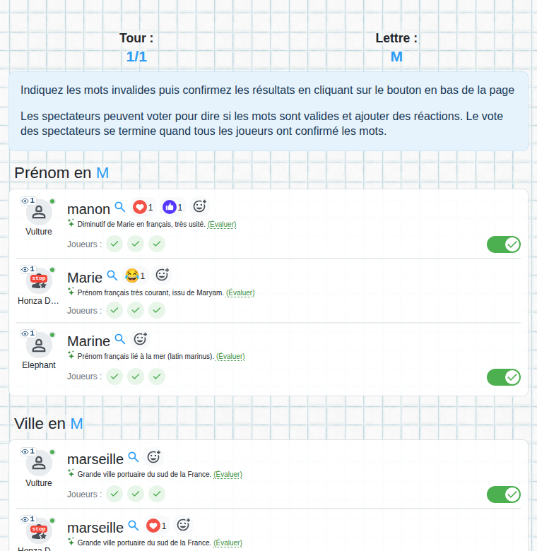 Évaluation des mots